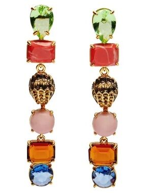 Eagle's Head Faux Stone & Enamel Drop Earrings